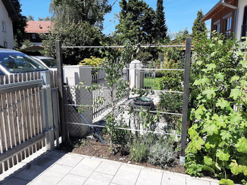1x Rankhilfe Grundelement EXTRABREIT in dunkelgrau mit Alurohren für Birnenbaum Spalierobst