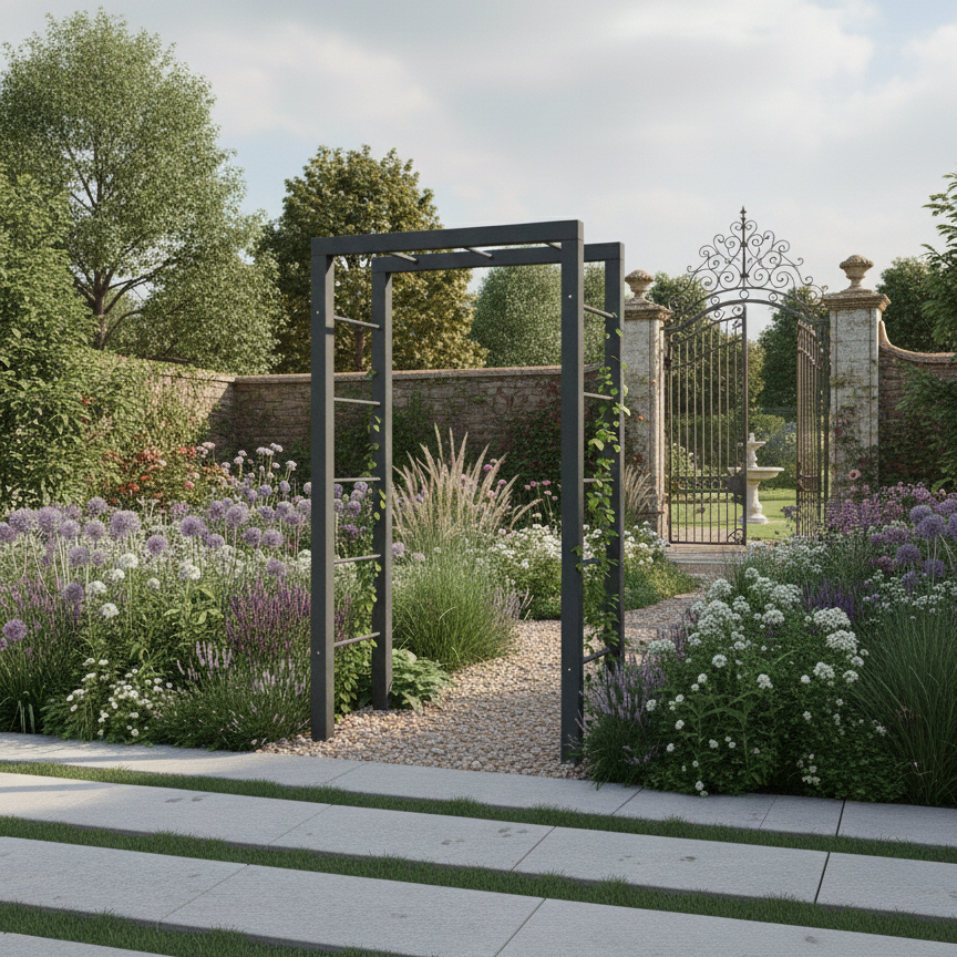 Rosenbogen im schönen Garten